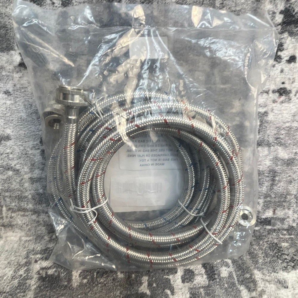 Beauqicy Home OS Washing‎ Machine Hoses Braided Silver Utility Stainless Steel